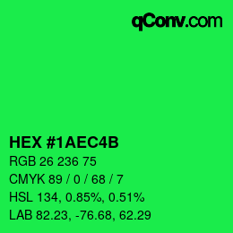 Farbcode: HEX #1AEC4B | qconv.com