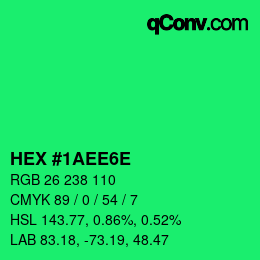 Color code: HEX #1AEE6E | qconv.com