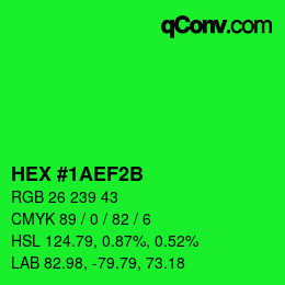 Color code: HEX #1AEF2B | qconv.com