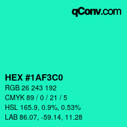 Color code: HEX #1AF3C0 | qconv.com