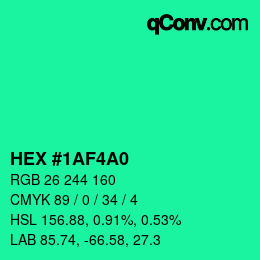 カラーコード: HEX #1AF4A0 | qconv.com