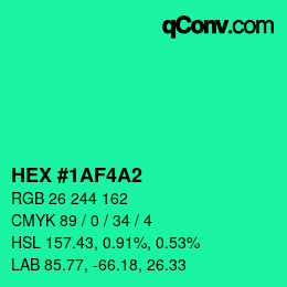 カラーコード: HEX #1AF4A2 | qconv.com