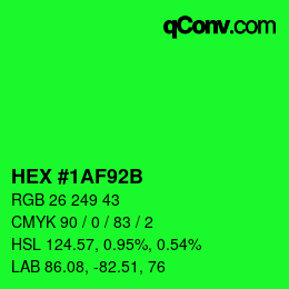 Color code: HEX #1AF92B | qconv.com