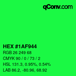 颜色代码: HEX #1AF944 | qconv.com