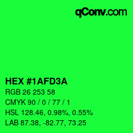 カラーコード: HEX #1AFD3A | qconv.com