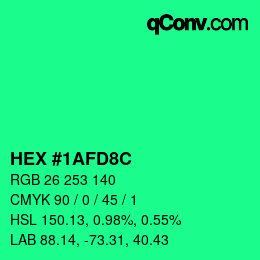Color code: HEX #1AFD8C | qconv.com