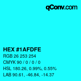 Color code: HEX #1AFDFE | qconv.com