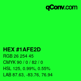 カラーコード: HEX #1AFE2D | qconv.com