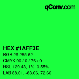 Color code: HEX #1AFF3E | qconv.com