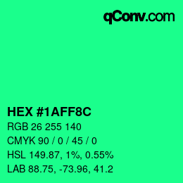 Color code: HEX #1AFF8C | qconv.com