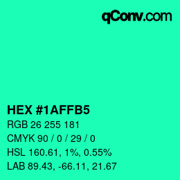 颜色代码: HEX #1AFFB5 | qconv.com
