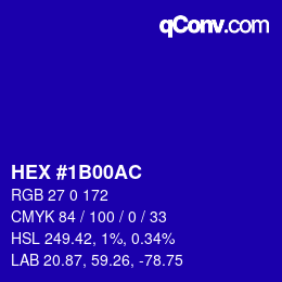 Color code: HEX #1B00AC | qconv.com