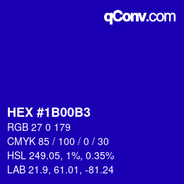 Color code: HEX #1B00B3 | qconv.com