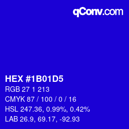 颜色代码: HEX #1B01D5 | qconv.com