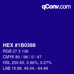 颜色代码: HEX #1B0388 | qconv.com
