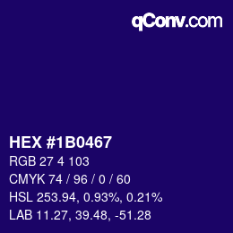 Color code: HEX #1B0467 | qconv.com