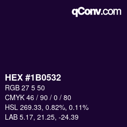 Color code: HEX #1B0532 | qconv.com