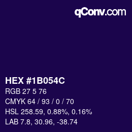 Color code: HEX #1B054C | qconv.com
