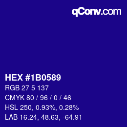Code couleur: HEX #1B0589 | qconv.com