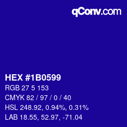 Color code: HEX #1B0599 | qconv.com