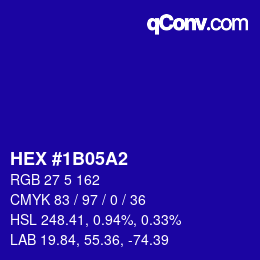 Farbcode: HEX #1B05A2 | qconv.com