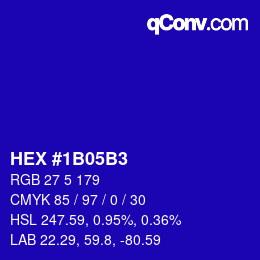 颜色代码: HEX #1B05B3 | qconv.com