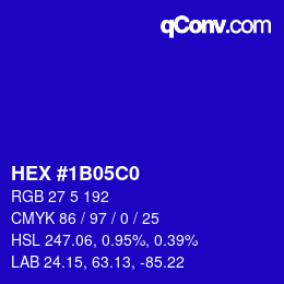 カラーコード: HEX #1B05C0 | qconv.com