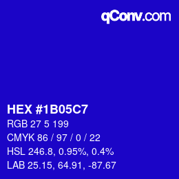 颜色代码: HEX #1B05C7 | qconv.com