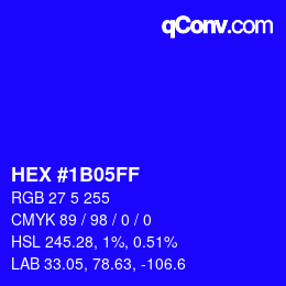Color code: HEX #1B05FF | qconv.com