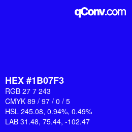 颜色代码: HEX #1B07F3 | qconv.com