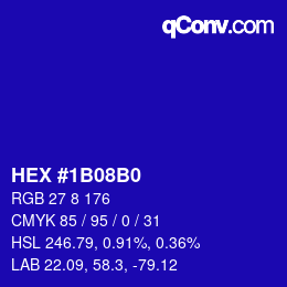 Color code: HEX #1B08B0 | qconv.com
