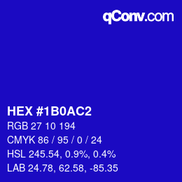 Color code: HEX #1B0AC2 | qconv.com