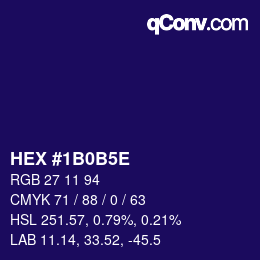 カラーコード: HEX #1B0B5E | qconv.com