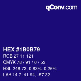 颜色代码: HEX #1B0B79 | qconv.com