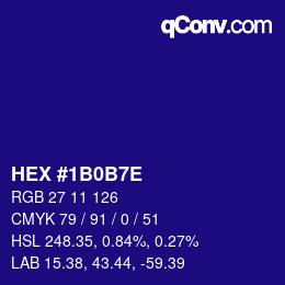 Color code: HEX #1B0B7E | qconv.com