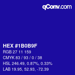 Color code: HEX #1B0B9F | qconv.com