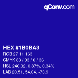 颜色代码: HEX #1B0BA3 | qconv.com