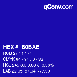 Color code: HEX #1B0BAE | qconv.com