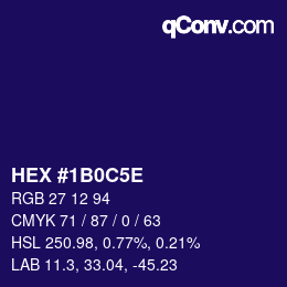 Farbcode: HEX #1B0C5E | qconv.com