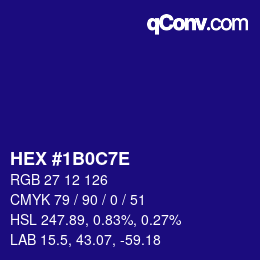 Color code: HEX #1B0C7E | qconv.com