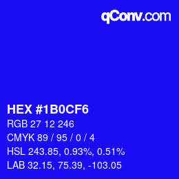 Color code: HEX #1B0CF6 | qconv.com