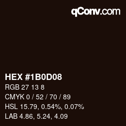 Farbcode: HEX #1B0D08 | qconv.com