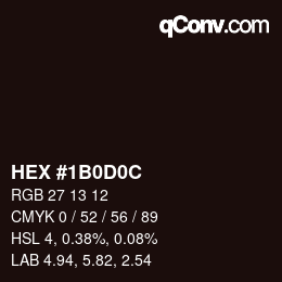 Color code: HEX #1B0D0C | qconv.com