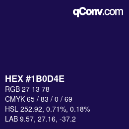 Color code: HEX #1B0D4E | qconv.com