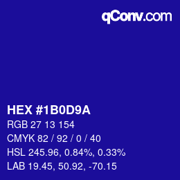 Color code: HEX #1B0D9A | qconv.com