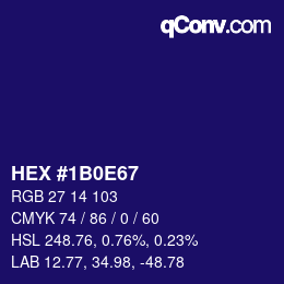 颜色代码: HEX #1B0E67 | qconv.com