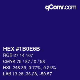 Color code: HEX #1B0E6B | qconv.com