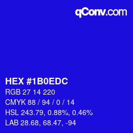 Color code: HEX #1B0EDC | qconv.com