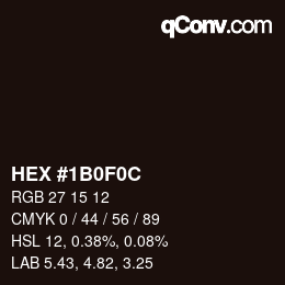 Color code: HEX #1B0F0C | qconv.com