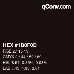 Color code: HEX #1B0F0D | qconv.com